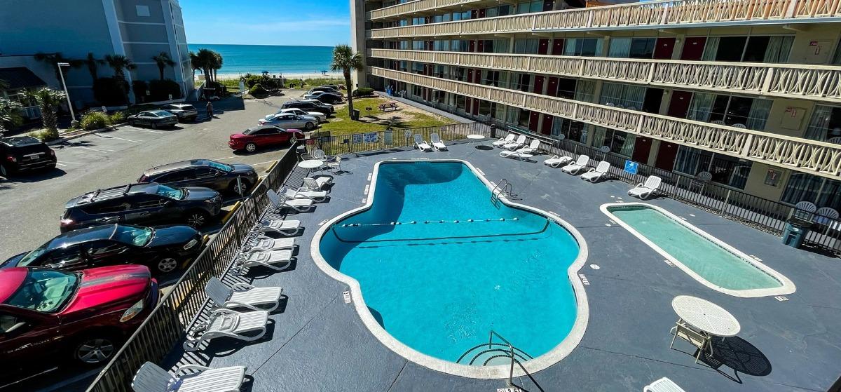 The outdoor pool at the Viking Motel in Myrtle Beach